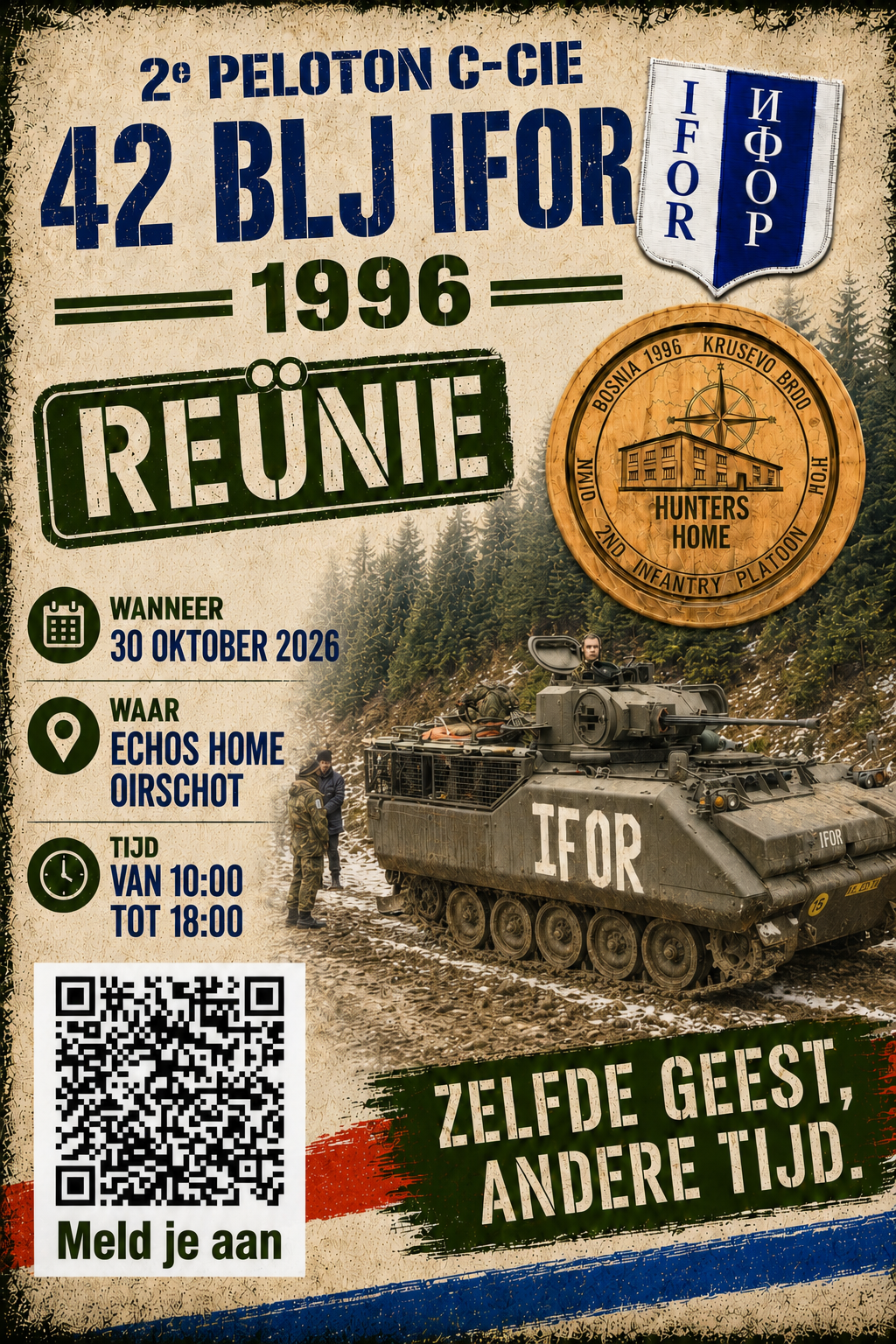 Poster van de reünie van het 2e Peloton C-Cie, 42 BLJ IFOR uit 1996